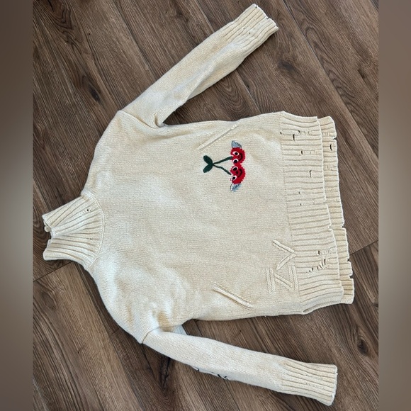 Zadig & Voltaire Cream Crochet Knit Merino Wool Open forever happy Hook Cardigan - Picture 5 of 9